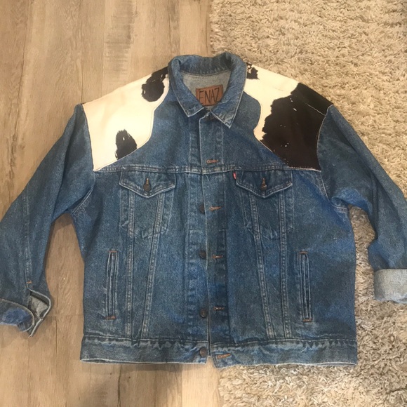 cow print jean jacket